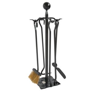 Belfry Heating Jax 5 Piece Wrought Iron Fireplace Tool Set gray 57.0 H x 24.0 W x 24.0 D cm