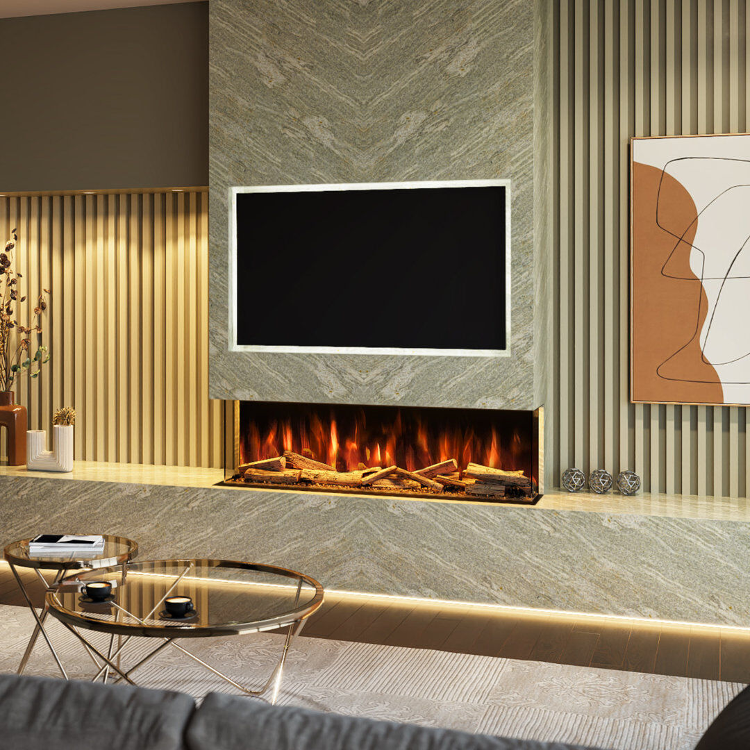 Evolution Fires Advance Series 1300mm Electric Fireplace Built-In Wall Fire with LED Flames App & Alexa Control 1kW/2kW Heat Output TV Media W Black