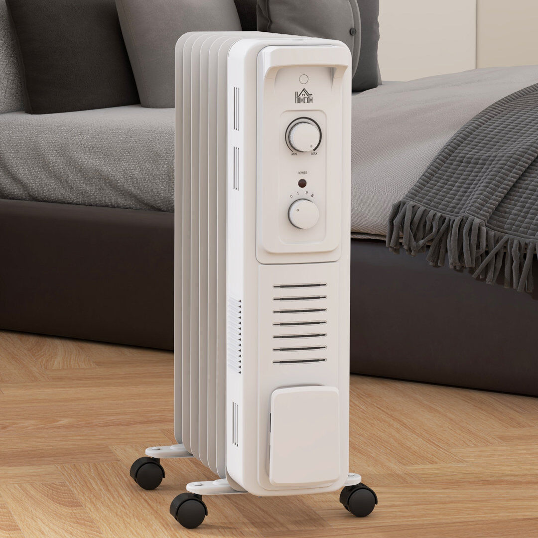 HOMCOM Electric High Efficiency Radiator Space Heater with Adjustable Thermostat White 64" H x 24" W x 36.50" D