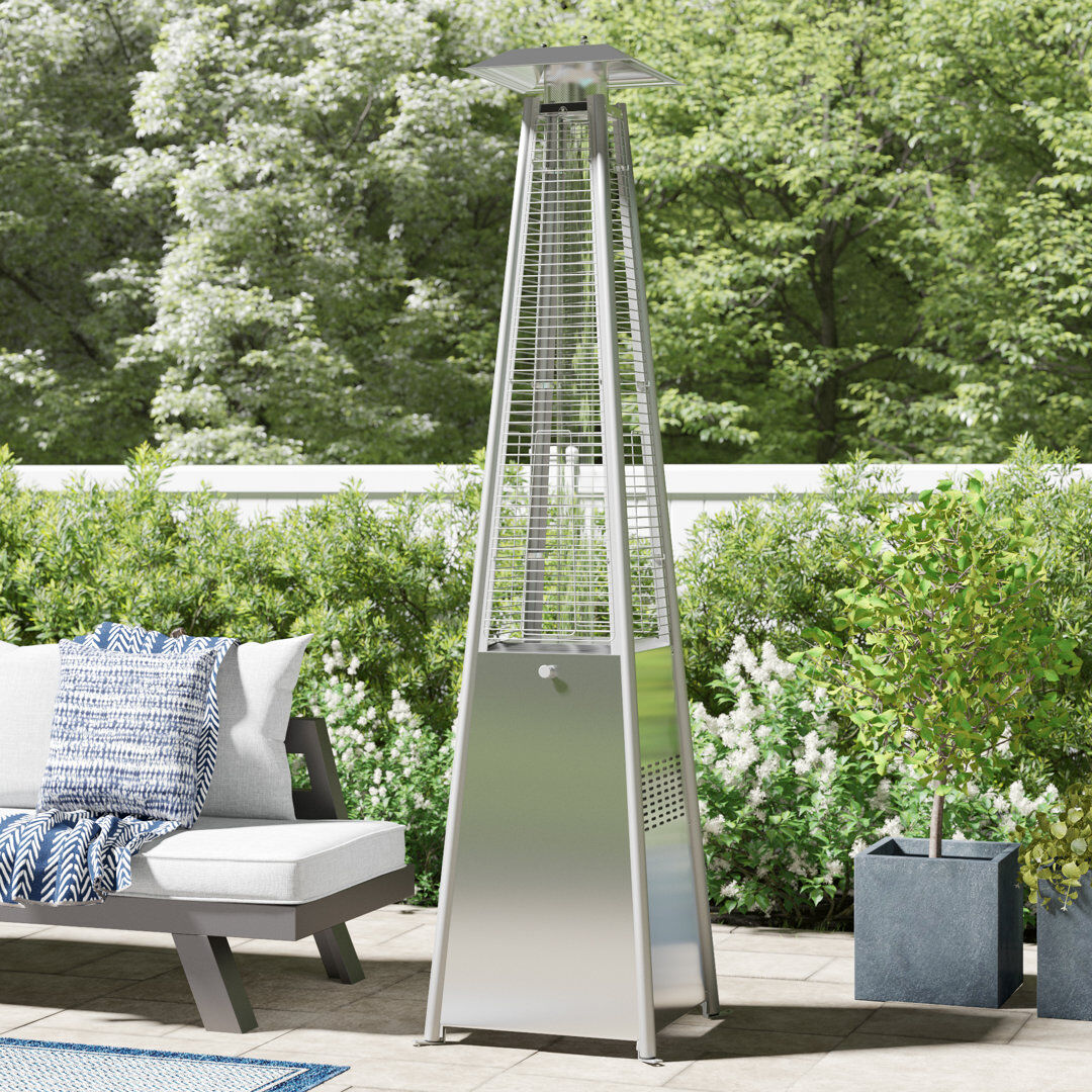 Belfry Heating Saundra Propane Patio Standing Heater Silver 227cm H X 49.5cm W X 49.5cm D