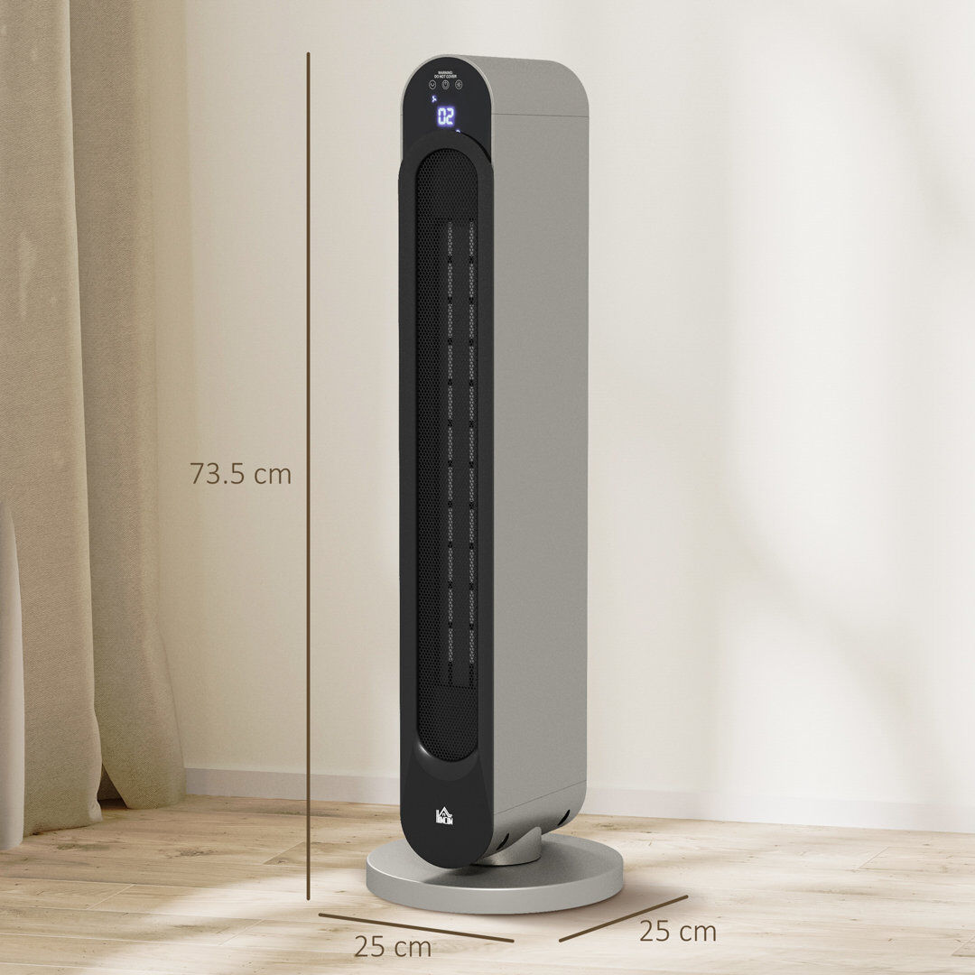 HOMCOM 2000 Watt Electric Forced Air Tower Heater with Adjustable Thermostat Black 73.5cm H X 25cm W X 25cm D