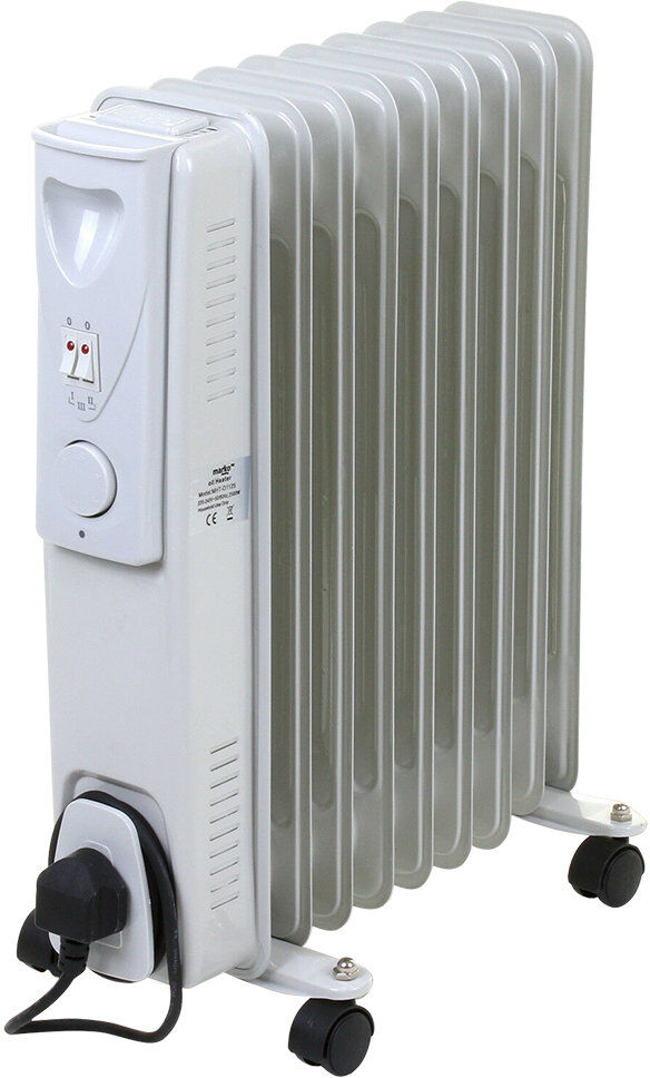 Belfry Heating Axton 9 Fin 2000W Oil Filled Radiator Portable Electric Heater with Thermostat White 60cm H X 24cm W X 40cm D