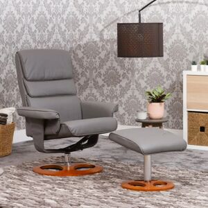 Metro Axelrod Faux Leather Manual Swivel Recliner with Ottoman gray 104.0 H x 78.0 W x 78.0 D cm