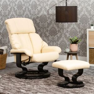 Global Furniture Direct Faux Leather Manual Swivel Recliner with Ottoman brown