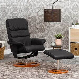Metro Axelrod Faux Leather Manual Swivel Recliner with Ottoman black 104.0 H x 78.0 W x 78.0 D cm