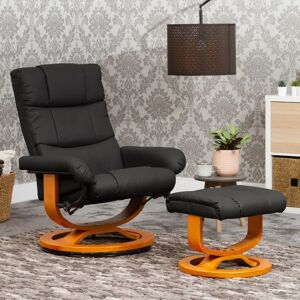 Global Furniture Direct Faux Leather Manual Swivel Recliner with Ottoman black 98.0 H x 72.0 W x 84.0 D cm