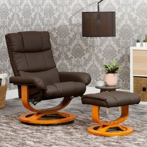 Global Furniture Direct Faux Leather Manual Swivel Recliner with Ottoman brown 98.0 H x 72.0 W x 84.0 D cm