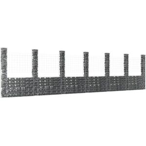 Rosalind Wheeler U-Shape Gabion Basket With 7 Posts Iron black 20.066 D cm