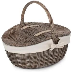 House of Hampton Wicker Picnic Hamper Basket with Lining brown