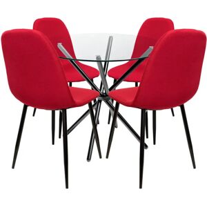 Ivy Bronx Rousseau 4 - Person Dining Set red/black