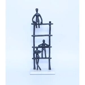Ivy Bronx Avruch 43 Cm Decor Black Metal Kids Playing On Ladder Sculpture black 43.0 H x 12.7 W x 8.8 D cm
