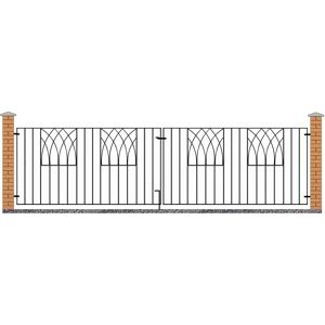 Rosalind Wheeler Guero Modern Driveway Metal Garden Gate black 81.0 H x 326.0 W x 1.0 D cm