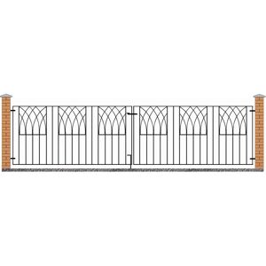 Rosalind Wheeler Guero Modern Driveway Metal Garden Gate black 81.0 H x 353.0 W x 1.0 D cm