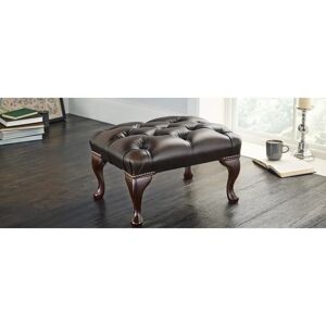 Rosalind Wheeler Wegatte 44Cm Wide Genuine Leather Tufted Rectangle Footstool brown
