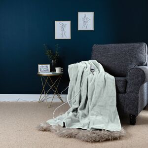 Slumberdown Elegantly Warm Heated Throw – Large Electric Blanket for Beds, Sofas & Settees, Soft Fleece with 10 Heat Settings & Adjustable Timer – Cos Light Pistachio 160cm W X 130cm L