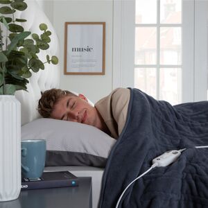 Slumberdown Comfy Hugs Heated Throw – Large Electric Blanket for Beds, Sofas & Settees, Ultra-Soft Fleece with 10 Heat Settings & Adjustable Timer – W Navy 160cm W X 130cm L