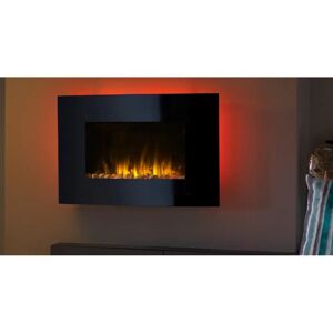 Dimplex Artesia ART20 Curved Wall Fire wall mounted with remote, 82.5cm W black 54.0 H x 82.5 W x 17.5 D cm