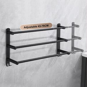 Belfry Bathroom Adjustable Towel Rails 43-78CM Bath Towel Racks Stainless Steel Towel Shelves With Hooks Wall Mounted Towel Holders Towel Bar For Kitchen Bathroom Matte Black 28cm H X 78cm L X 12.6cm D