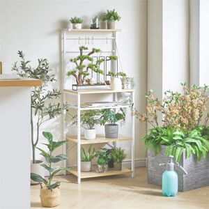 Borough Wharf Aiste 10Cm Metal Standard Baker's Rack with Microwave Compatibility White;Beige 143cm H X 59cm W X 40cm D