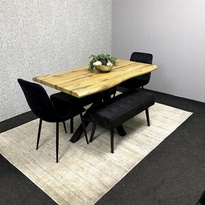 Fairmont Park MDF Dining Set with Velvet Chairs & Tufted Velvet Bench Black 75H x 140L x 80W