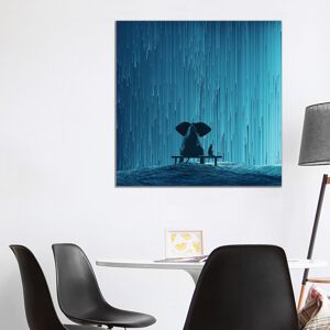 Happy Larry Elephant And Dog Looking At Star Rain 93.98 cm H x 93.98 cm W x 3.175 cm D