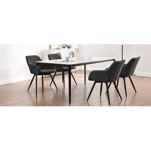 George Oliver Swivel Dining Chair, Velvet Padded Ergonomic Kitchen Chair With Metal Legs, Dining Chair With Back And Armrests For Kitchen, Living Room, Balcony Black 78cm H X 50.5cm W X 50.5cm D