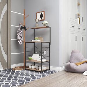 Ebern Designs Derkovic 60cm Standard Baker's Rack with Microwave Compatibility Wooden Shelves Black/Light Oak 123cm H X 60cm W X 40cm D