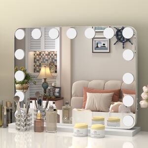 17 Stories Hollywood Vanity Mirror With Lights, Tabletop Or Wall Mounted Mirror With 3 Color Modes, Smart Touch Control White 46" x 58"