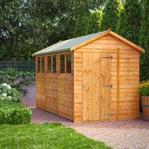 Powersheds 12 x 6ft Timber Overlap Apex Garden Shed Brown 191.4cm W X 384.2cm D X 228.8cm H