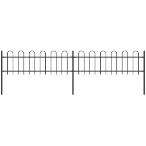 Dakota Fields Verla Hoop Top Picket Fence Panel Black 60cm H x 340cm W x 0.5cm D