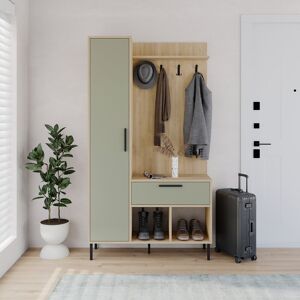 Brayden Studio Hall Tree 108cm Wide Oak/Ash Green 195.3cm H X 108cm W X 35cm D