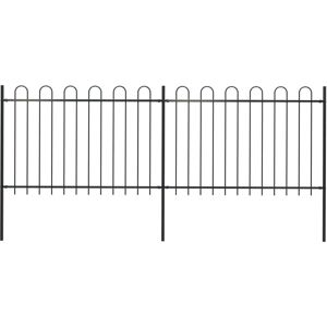Dakota Fields Verla Hoop Top Picket Fence Panel Black 120cm H x 340cm W x 0.5cm D