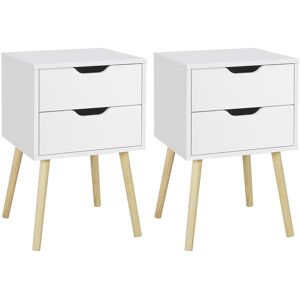 Yaheetech 2 Drawer Bedside Table White 61cm H X 40cm W X 40cm D