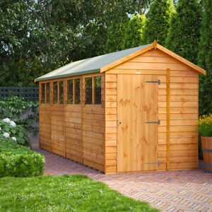 Powersheds 16 x 6ft Timber Overlap Apex Garden Shed Brown 191.4cm W X 503.2cm D X 228.8cm H
