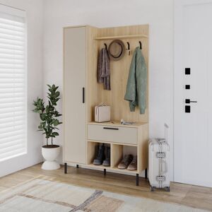 Brayden Studio Hall Tree 108cm Wide Oak/Sandstone 195.3cm H X 108cm W X 35cm D