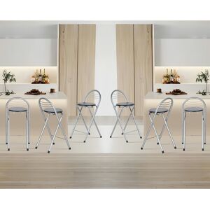 Metro Modern Folding Bar Stools, Compact Kitchen Foldable Bar Stools With Backrest (Silver) Black 6