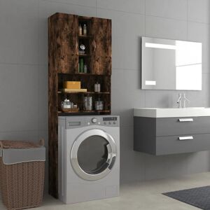 Ebern Designs Awaah 10.04Cm W x 190Cm H x 25.5Cm D Solid Wood Tall Bathroom Cabinet Smoked Oak