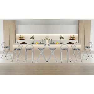 Metro Modern Folding Bar Stools, Compact Kitchen Foldable Bar Stools With Backrest (Silver) Black 8