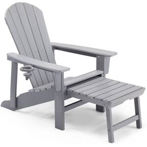 VonHaus Grey Adirondack Chair With Footstool Grey 91.5cm H X 72cm W X 129.3cm D VonHaus Grey Adirondack Chair With Footstool Grey 91.5cm H X 72cm W X 129.3cm D