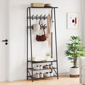Borough Wharf Iron Freestanding 10 - Hook Coat Rack Black 180cm H X 64cm W X 29cm D Borough Wharf Iron Freestanding 10 - Hook Coat Rack Black 180cm H X 64cm W X 29cm D