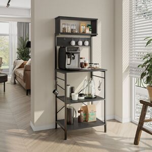 August Grove Selleck 60Cm W Steel Standard Baker's Rack With Multiple Layers of Storage and Hooks Black/Black Grained 153cm H X 60cm W X 42cm D August Grove Selleck 60Cm W Steel Standard Baker's Rack With Multiple Layers of Storage and Hooks Black/Black Grained 153cm H X 60cm W X 42cm D