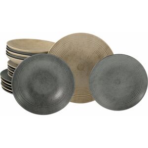 Creatable Catania 18 Piece Dinnerware Set, Service for 6 Black;Grey;Beige 18 Creatable Catania 18 Piece Dinnerware Set, Service for 6 Black;Grey;Beige 18