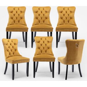 Mercer41 Delafield Lux Velvet Upholstered Kitchen Dining Chairs Black/Yellow 95cm H X 50cm W X 62cm D Mercer41 Delafield Lux Velvet Upholstered Kitchen Dining Chairs Black/Yellow 95cm H X 50cm W X 62cm D