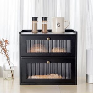 Lark Manor Double-Decker Wooden Bread Bin – Vintage Front-Opening Storage for Homemade Bread, Keeps Fresh. Black Lark Manor Double-Decker Wooden Bread Bin – Vintage Front-Opening Storage for Homemade Bread, Keeps Fresh. Black