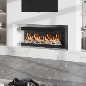 Ebern Designs 125cm W electric Fireplace Black 55.5cm H x 125cm W x 17cm D Ebern Designs 125cm W electric Fireplace Black 55.5cm H x 125cm W x 17cm D