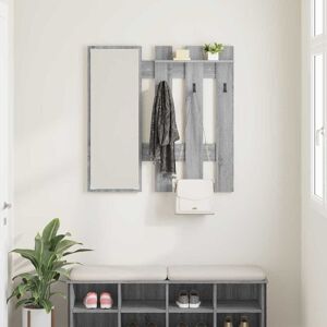 Brayden Studio Wall-Mounted Coat Rack With Mirror 100 X 10 X 100 Cm Grey Sonoma 100cm H X 100cm W X 10cm D Brayden Studio Wall-Mounted Coat Rack With Mirror 100 X 10 X 100 Cm Grey Sonoma 100cm H X 100cm W X 10cm D