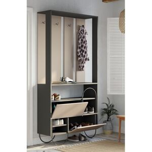 Rio Norfolk Hall Stand Coat Rack with Shoe Storage Anthracite/Light Mocha 200cm H X 97cm W Rio Norfolk Hall Stand Coat Rack with Shoe Storage Anthracite/Light Mocha 200cm H X 97cm W
