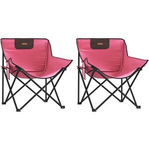 House of Hampton Camping Chairs With Pocket Foldable 2 Pcs Leave Print Pink 67cm H X 59cm W X 54cm D House of Hampton Camping Chairs With Pocket Foldable 2 Pcs Leave Print Pink 67cm H X 59cm W X 54cm D