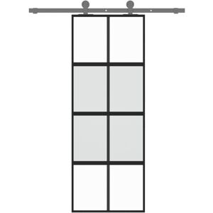 Borough Wharf Bucknell Sliding Door Black/Clear/Light Gray 76cm W x 205cm H Borough Wharf Bucknell Sliding Door Black/Clear/Light Gray 76cm W x 205cm H