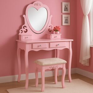 Lark Manor Brenda Dressing Table Set with Mirror Pink 138cm H X 74cm W X 40cm D Lark Manor Brenda Dressing Table Set with Mirror Pink 138cm H X 74cm W X 40cm D